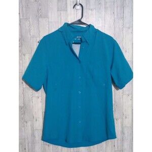 World Wide Sportsman Fishing Shirt Vented Roll Tab Sleeve‎ Blue Women's Small